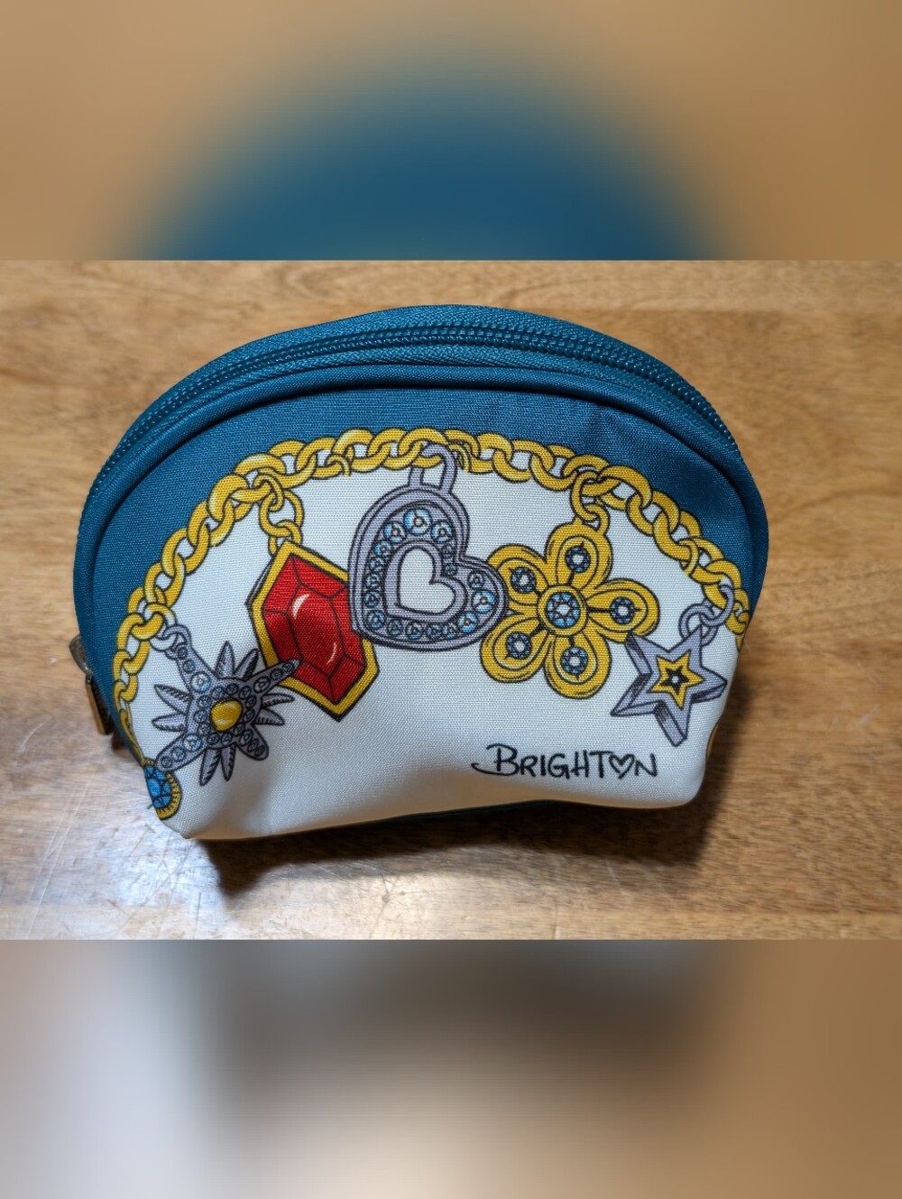 Brighton Teal & White Charm Print Little Pouch